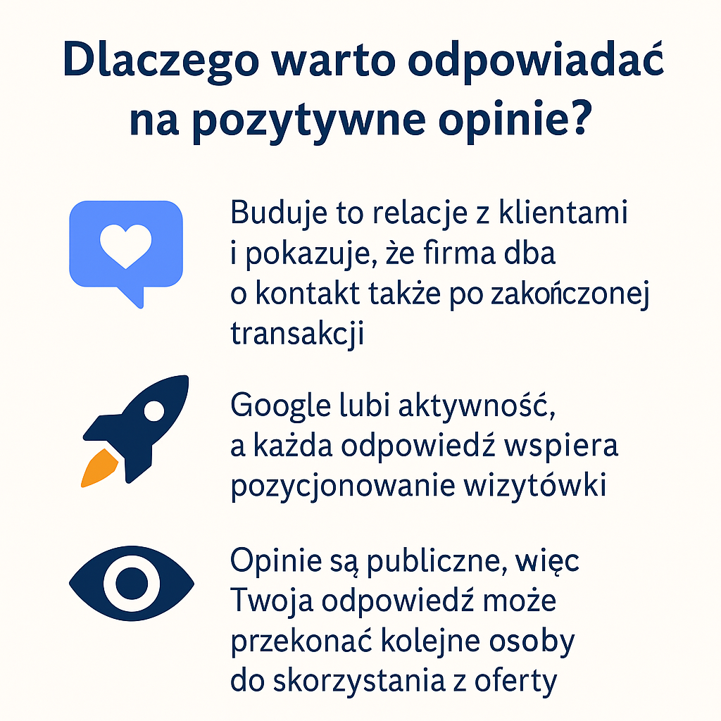 Agencja SEO Lojalni Recenzje w Google to dziś jedno z najpotężniejszych narzędzi wpływających na wizerunek firmy. Dla wielu klientów to właśnie komentarze Google są pierwszym źródłem informacji o marce - zanim odwiedzą stronę, zadzwonią czy zdecydują się na zakup. Opinie nie tylko pomagają potencjalnym klientom podjąć decyzję, ale też wpływają na pozycję wizytówki w wynikach wyszukiwania Google.