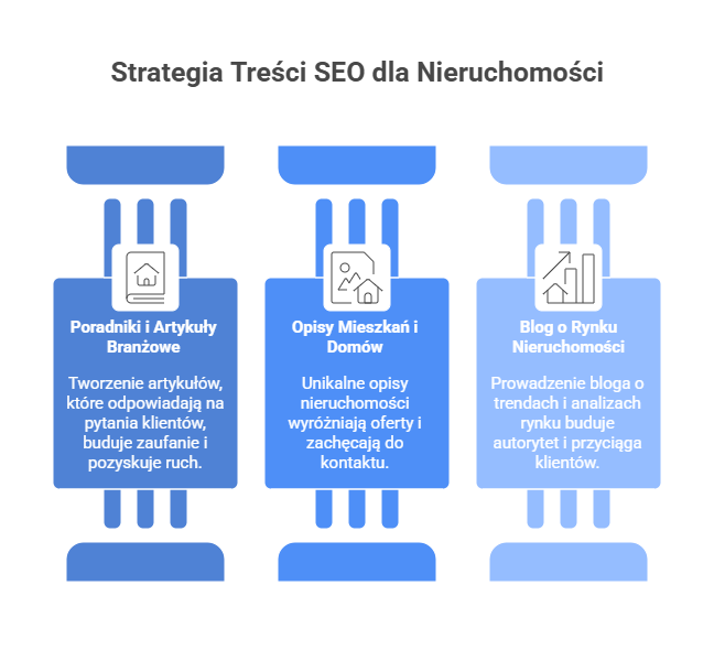 Agencja SEO Lojalni Zdominowanie rynku nieruchomości w internecie wymaga skutecznej strategii SEO, która pozwala firmom deweloperskim i biurom nieruchomości wyróżnić się wśród popularnych portali ogłoszeniowych. Dowiedz się, jak wykorzystać SEO lokalne, tworzenie wartościowych treści, responsywność strony oraz reklamy na Facebooku, by dotrzeć do potencjalnych klientów i zdobyć wysokie pozycje w wynikach wyszukiwania.